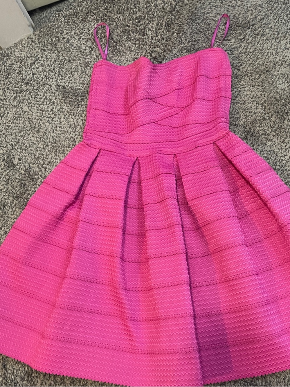 Pink Textured Fit & Flare Dress